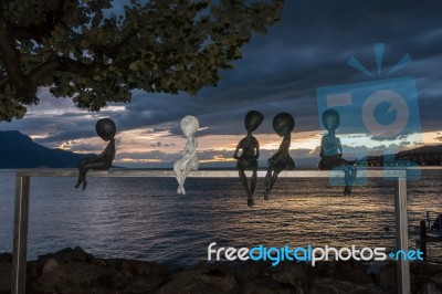 Modern Art Statue In Montreux Switzerland Stock Photo