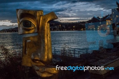 Modern Art Statue In Montreux Switzerland Stock Photo