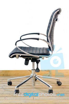 Modern Black Leather Office Chair Stock Photo