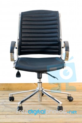 Modern Black Leather Office Chair Stock Photo