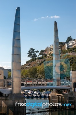 Modern Bridge In Torquay Stock Photo