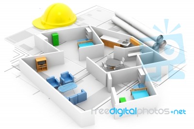 Modern Building Development  Project Plan Stock Image