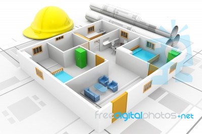 Modern Building Development  Project Plan Stock Image