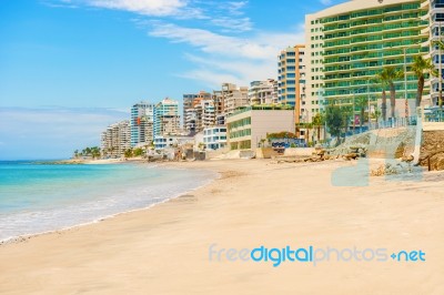 Modern Buildings At The Beach In Salinas, Ecuador Stock Photo