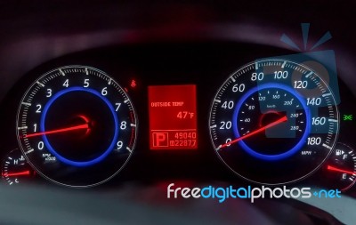 Modern Car Speedometer Stock Photo