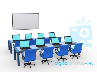 Modern Classroom With Computers Stock Photo