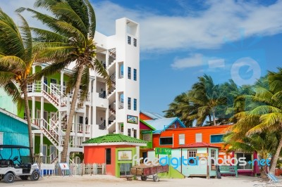 Modern Condo Building In Caye Caulker Belize Stock Photo