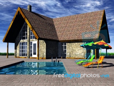 Modern House With Swimming Pool Stock Image