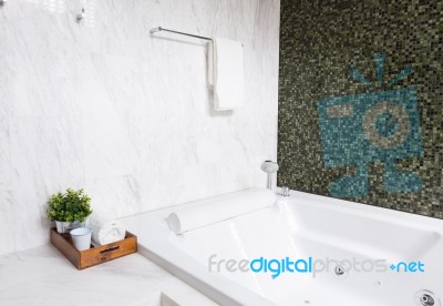 Modern Jacuzzi Bathtub Stock Photo