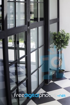 Modern Loft Door With Reflect Stock Photo