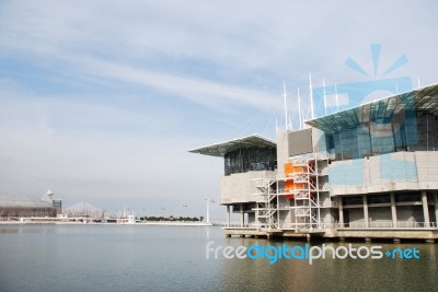 Modern Oceanarium Building In Lisbon, Portugal Stock Photo