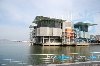 Modern Oceanarium Building In Lisbon, Portugal Stock Photo