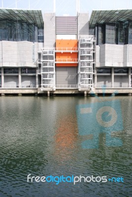 Modern Oceanarium Building In Lisbon, Portugal Stock Photo