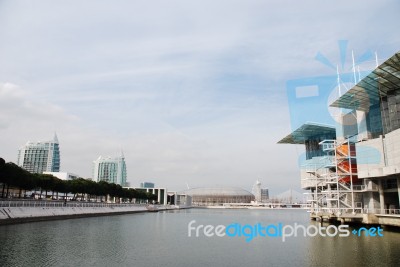 Modern Oceanarium Building In Lisbon, Portugal Stock Photo