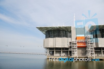 Modern Oceanarium Building In Lisbon, Portugal Stock Photo