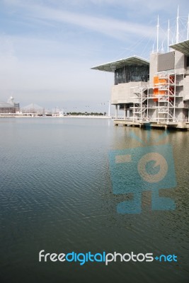 Modern Oceanarium Building In Lisbon, Portugal Stock Photo