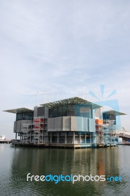 Modern Oceanarium Building In Lisbon, Portugal Stock Photo