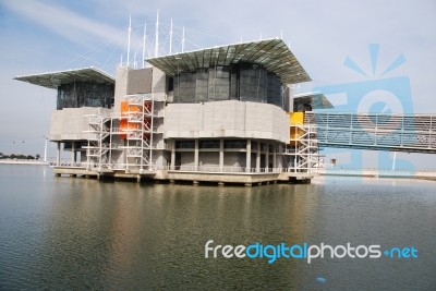 Modern Oceanarium Building In Lisbon, Portugal Stock Photo