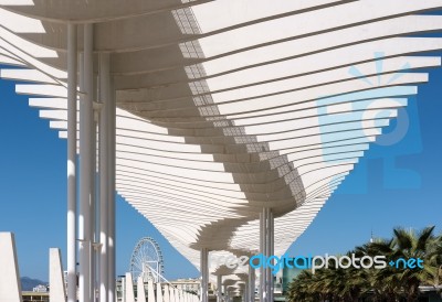 Modern Pergola In The Harbour Area Of Malaga Stock Photo