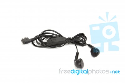 Modern Portable Audio Earphones Stock Photo