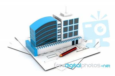 Modern Project Of Building Stock Image