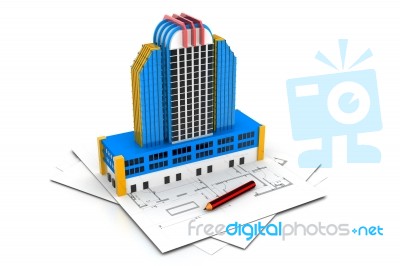 Modern Project Of Building Stock Image