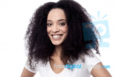 Modern Smiling Female Model Isolated Stock Photo