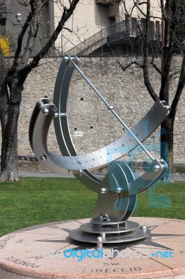 Modern Sundial In Bergamo Stock Photo