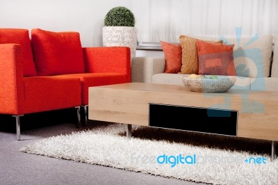 Modernized Living Room Stock Photo