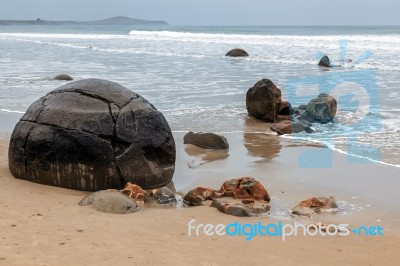 Moeraki Boulders Stock Photo