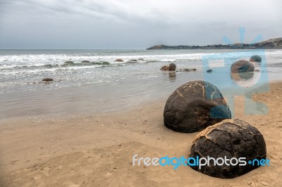 Moeraki Boulders Stock Photo