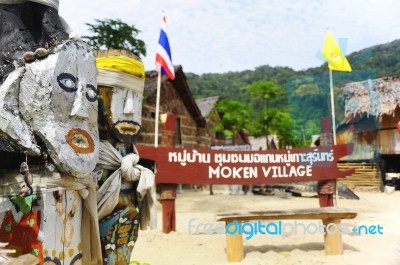 Moken Village, Group Of Surin Islands Stock Photo