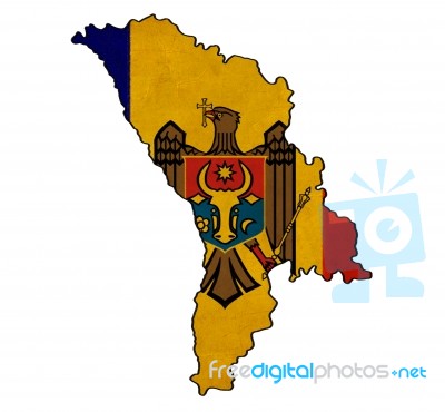 Moldova Map On Moldova Flag Drawing ,grunge And Retro Flag Serie… Stock Image