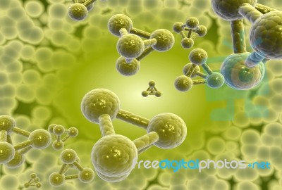 Molecular Model In Yellow Stock Image