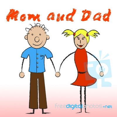 Mom And Dad Indicates Motherhood Offspring And Family Stock Image