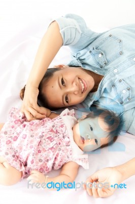 Mom Is Enjoying With Her Baby Stock Photo