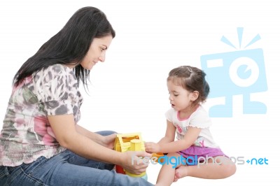 Mom Plays With Her Daughter Stock Photo