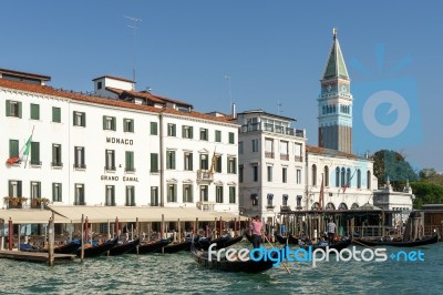 Monaco Hotel On The Grand Canal In Venice Stock Photo