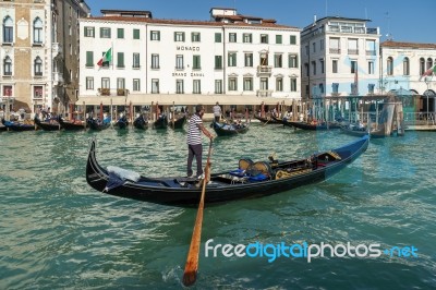 Monaco Hotel On The Grand Canal In Venice Stock Photo