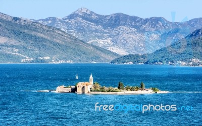 Monastery Our Lady Of Mercy On The Island In Montenegro Stock Photo