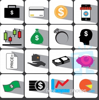 Money And Finance Icon Set  Illustration  Stock Image