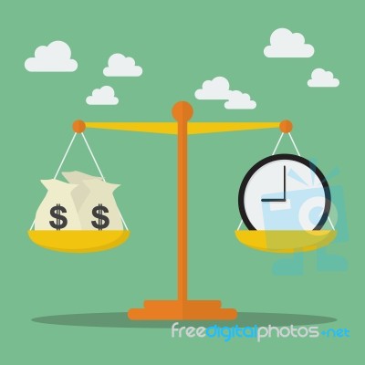 Money And Time Balance On The Scale Stock Image