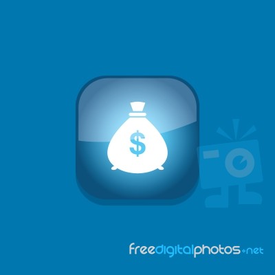 Money Bag Button Icon Flat   Illustration  Stock Image