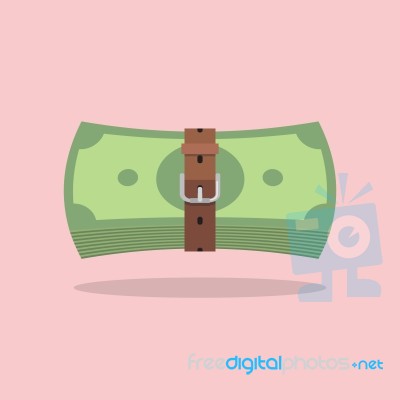 Money Bills With A Tight Belt Stock Image