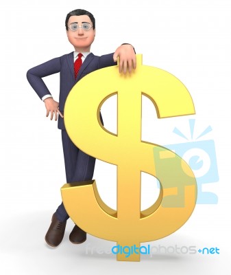 Money Character Indicates Business Person And Bank 3d Rendering Stock Image