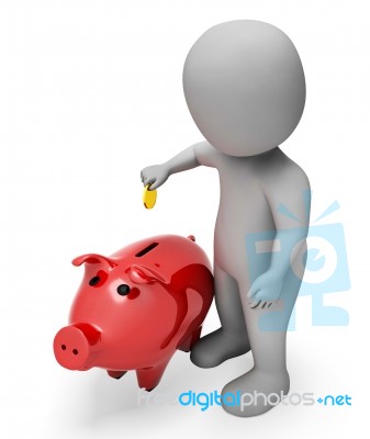 Money Character Means Piggy Bank And Illustration 3d Rendering Stock Image