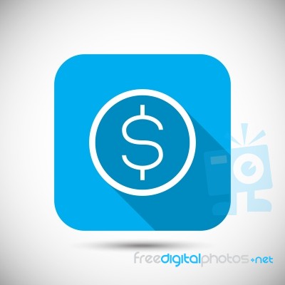 Money Coin Flat Long Shadow Icon Stock Image