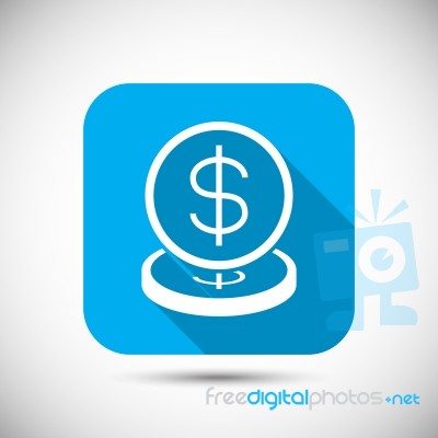 Money Coin Flat Long Shadow Icon Stock Image