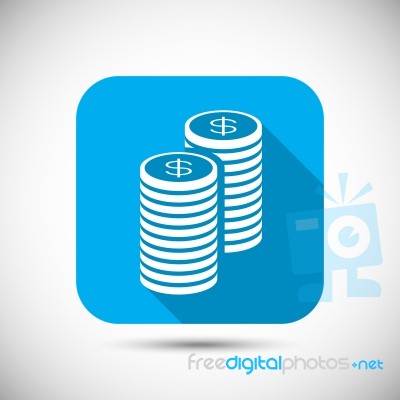 Money Coin Flat Long Shadow Icon Stock Image