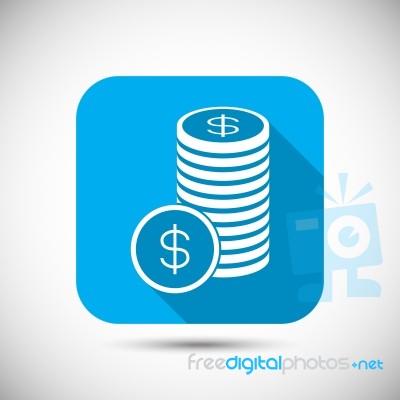 Money Coin Flat Long Shadow Icon Stock Image